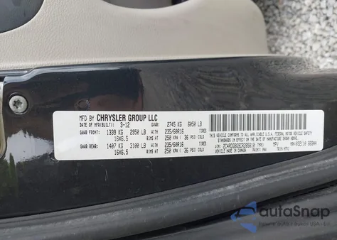 2012 Dodge Grand Caravan Se/Avp z USA, uszkodzony, nr VIN 2C4RDGBG9CR285810